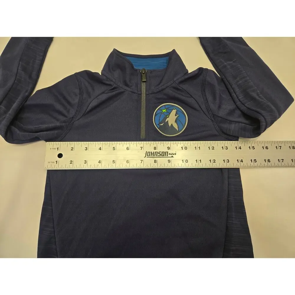 NBA Minnesota Timberwolves Kids Youth L Blue Quarter Zip Shooting Shirt Pullover